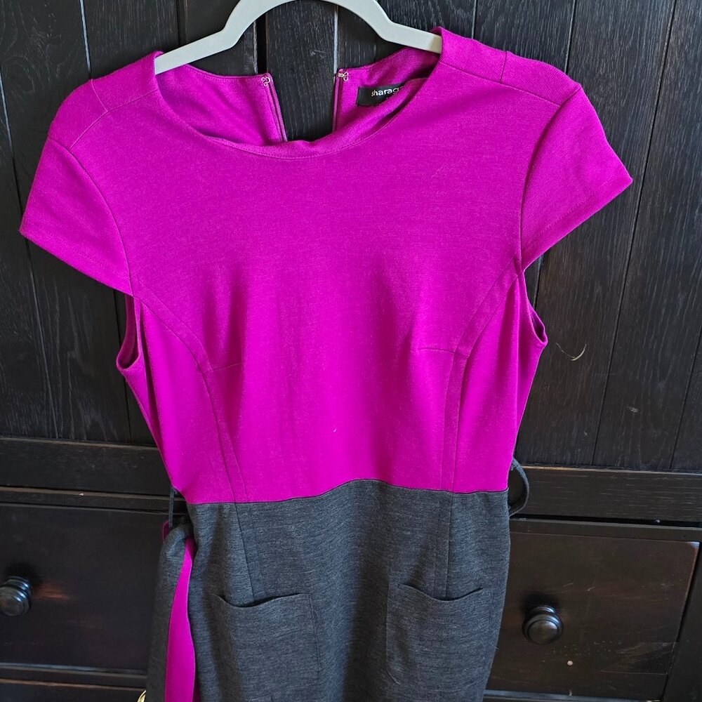 Sharagano Color Block dress Size 4 Gray Pink